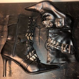 Black Lace Up Boots w/ Fake Bullets
